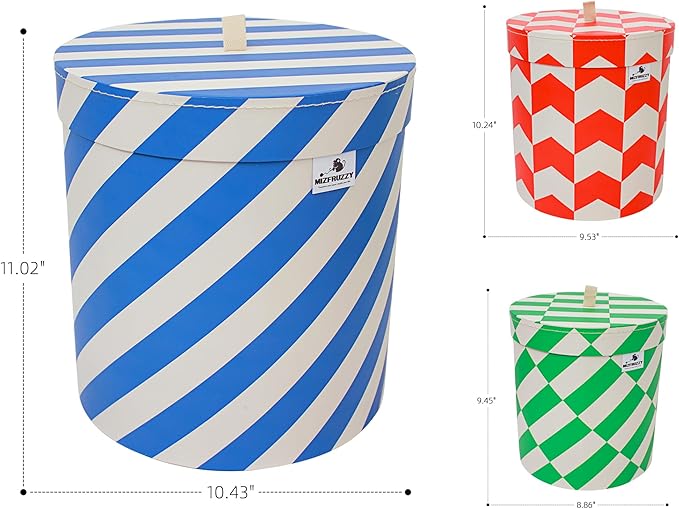3-Piece Decorative Storage Boxes with Lids,Geometric Pattern, Blue White Orange Green, Cardboard Keepsake Box Set, Wool Storage, Home Decor, Modern Decoration Organizer, Toy Bin