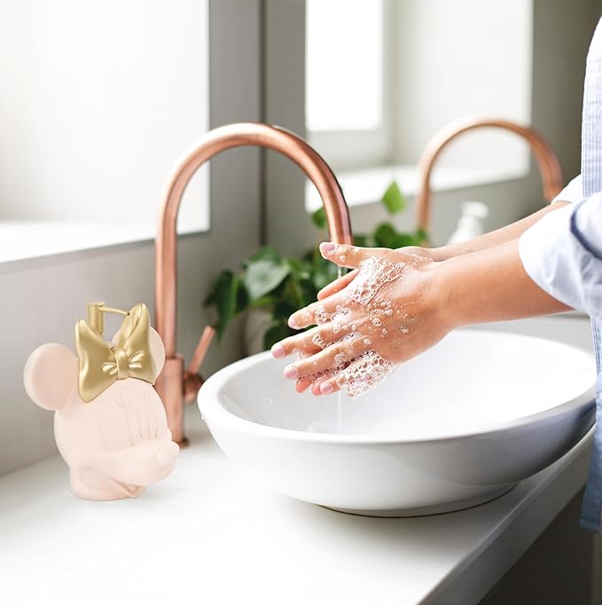 Jay Franco Disney Minnie Mouse Soap Dispenser - Pink Resin Lotion Pump - Bathroom Décor