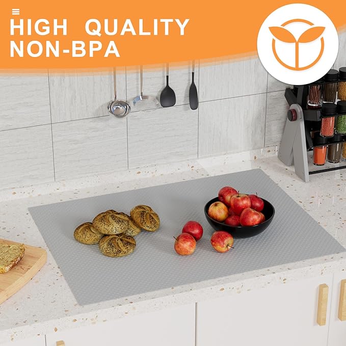 FLPMIX Cabinets Shelf Liner Light Gray: Waterproof Kitchen Drawer Liners 11 in × 240" - Non-Adhesive Easy to Cut Cupboard Protector Mat for Pantry Shelves