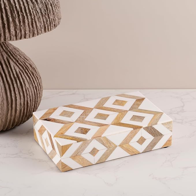Handicrafts Home Decorative Box 8x6 â Photo Storage Box, Jewelry Organizer, Modern Decorative Storage Box with Lid, Bohemian Table DÃ©cor, Vintage Keepsake Box for Shelf or Coffee Table DÃ©cor
