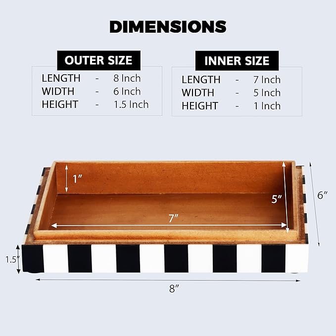 Handicrafts Home Decorative Storage Box with Lid – Black and White Decorative Box for Remote Controls, Slim Coffee Table Storage Box for Shelf, Desk & Living Room Decor – Puzzle Check 8 x 6 x 1.5