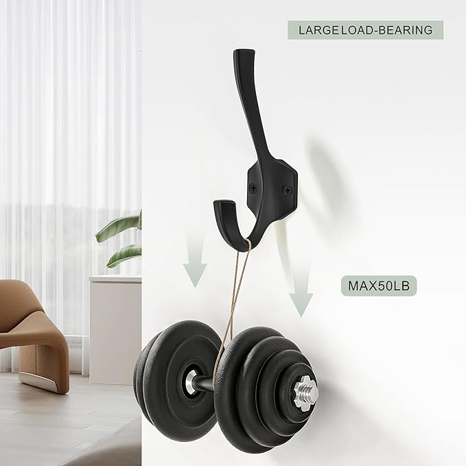 AVICCI 5 Pack Coat Hooks Matte Black Towel Hooks Robe Hooks for Bathroom Living Room Bedroom Hanger for Robe Dressing Room
