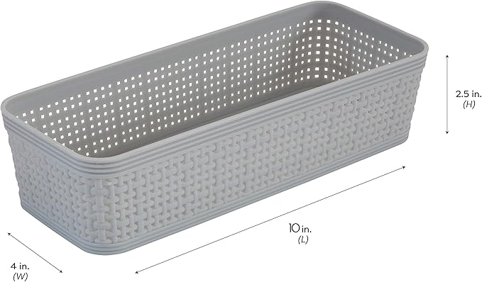 Simplify 5 Piece Organizing Set | Multiple Size Bins | Multipurpose | Office | Desk | Dorm | Bathroom | Storage Basket | Small Items | Accessories | Grey