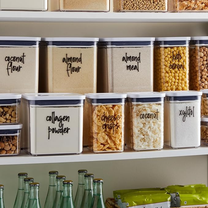 Talented Kitchen Pantry Organizer & Food Organization Stickers - 170-Count Black & Clear Vinyl, Water-Resistant - Keto Food Labels - Preprinted Removable Container Labels for Kitchen Cabinets