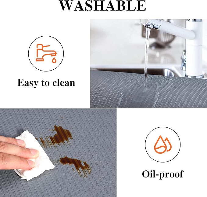 Shelf Liners for Kitchen Cabinets, 20Inch x 20Ft, Non Adhesive Shelf Liner, Non-Slip Kitchen Drawer Liners, Waterproof Durable Cabinet Liners for Shelves, Refrigerator, Pantry, Dark Gray