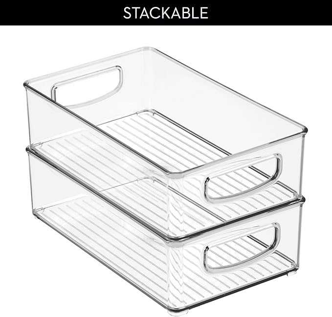InterDesign 64330 Home Organizer Bin for Pantry, Refrigerator, Freezer & Storage Cabinet, 10" x 3" x 6", Clear Medium