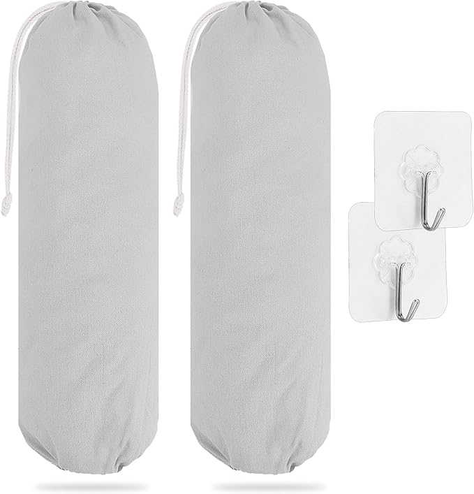 SWISSELITE 2Pcs Plastic Bag Holder, Reusable Grocery Bag Organizer, Wall Mount, 22x9 IN