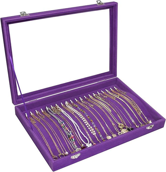 Velvet Necklace Display Jewelry Tray 20 Hook Necklace Tray Necklace Pendant Jewelry Tray for Women and Girls