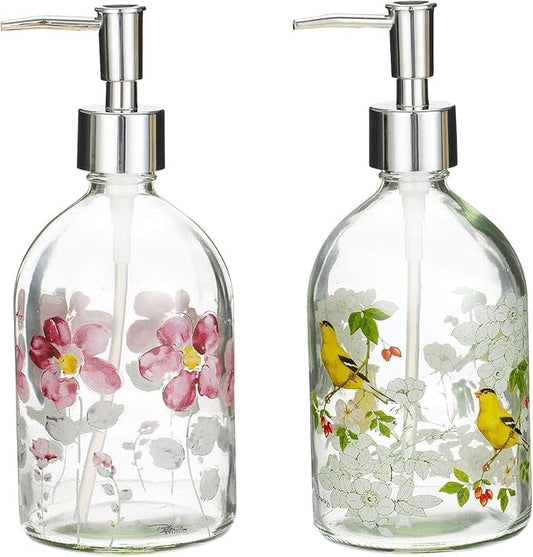 17oz Glass Soap Dispenser with Plastic Pump, 2 Pack Refillable Kitchen Soap Dispenser for Dish Soap, Soap Dispenser Bathroom for Hand Soap, Lotion, Body Wash