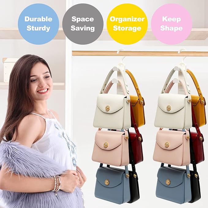 Closet-Organizers-and-Storage,Purse Hanger for Closet-Organizer,2 Pack Purse-Organizer for Organization-and-Storage,Sturdy Hang Bag Organization for Heavy Bag,College Dorm Room Essentials