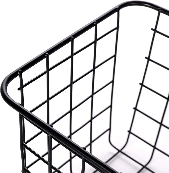 4 Pack Wire Storage Baskets Household Metal Wall-Mounted Containers Organizer Bins for Kitchen Bathroom Freezer Pantry Closet Laundry Room Cabinets Garage Shelf, 2 Large 2 Medium