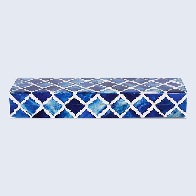 Handicrafts Home Decorative Remote Holder Box 10x2.5 – Slim Organizer Box with Lid for TV Remotes, Coffee Table Décor, Modern Shelf Box, Boho Home Décor Accent, Black and White Decorative Storage Box
