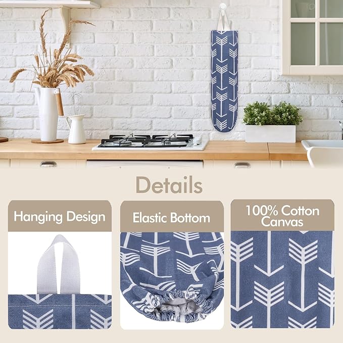 TOGETRUE Plastic Bag Holder, Washable Grocery Wall Mount Organizer, Large Trash Storage Dispenser, Shopping Garbage Bags Carrier for Home, Kitchen, Travelling (Blue) (TTPHB001)