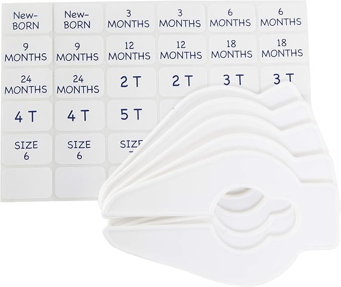 Size-It Closet Organizers by Baby Buddy - Baby Clothes Closet Dividers Nursery Clothing Organization for Babies and Kids, Newborn up to Size 8, Clothes Divider for Closet, White, 10 Count