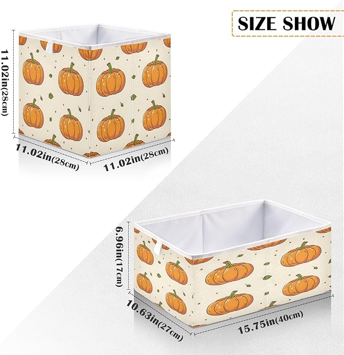 Bolaz Pumpkin Seamless Closet Organizers Storage Cubes Storage Bins Shelf Baskets Containers for Home Room Office,Square