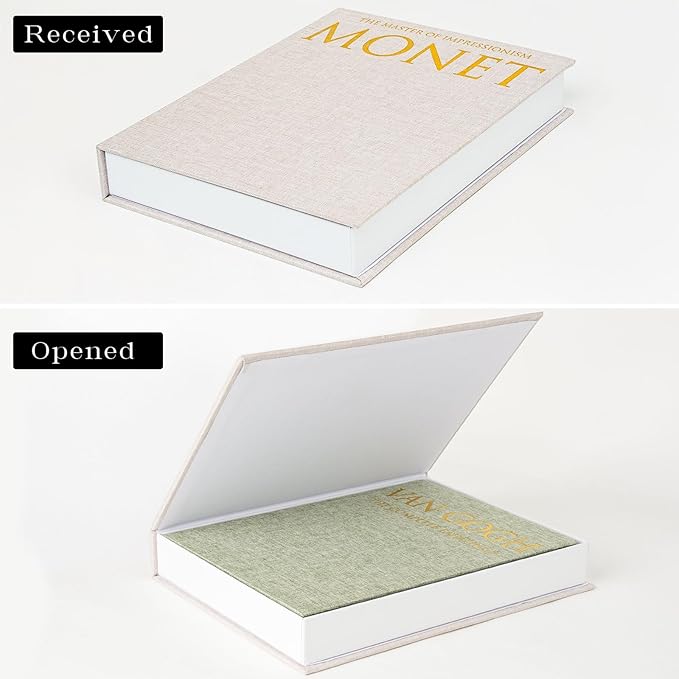 Decorative Book Storage Box Set of 2, Stylish Decorative Books, Linen Faux Book Storage Box for Bookshelf, Coffee Tables, Home Decor, GrassGreen