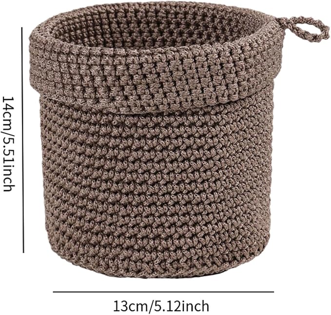 Set of 2 Woven Baskets for Storage and Organization on Vanity and Bathroom, Brown