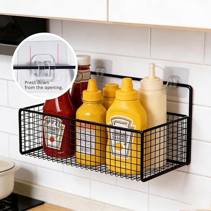 2 Pack Cabinet Door Organizer, Lid Organizer Wall Mount Pantry Door Caddy Storage Bins for Food Container Lid Kitchen Kitchen Bathroom Countertops