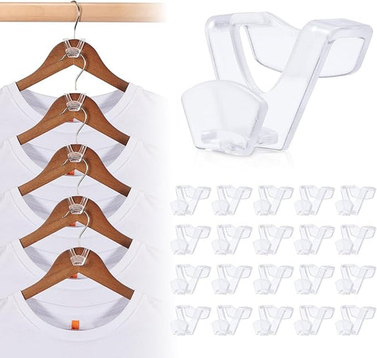 HOUSE DAY Space Saving Hangers 100 Pack, Clear Clothes Hanger Connector Hooks, Heavy Duty Hangers Space Saver, Premium College Dorm Room Essentials, Closet Organizers and Storage