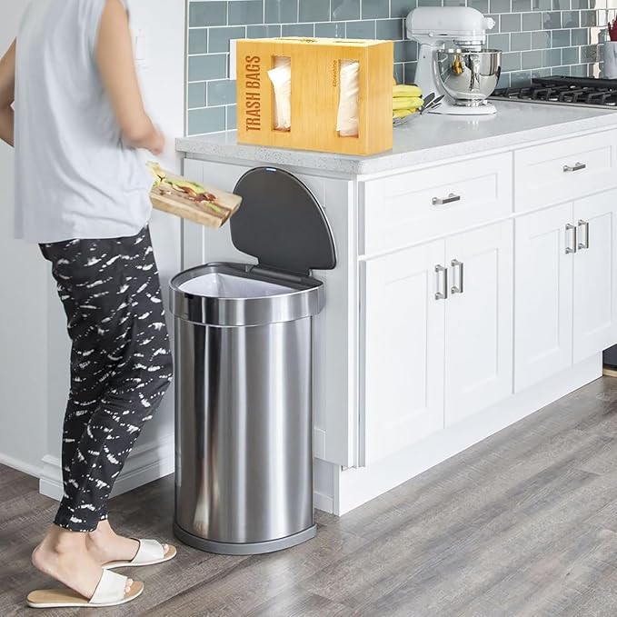 2-in-1 Extra Large Bamboo Trash Bag Dispenser Holder - Wall Mount Garbage Bag Organizer for Costco/Sam's Club Rolls, Space-Saving Kitchen/Pantry/Laundry/Garage Storage with Non-Slip Base