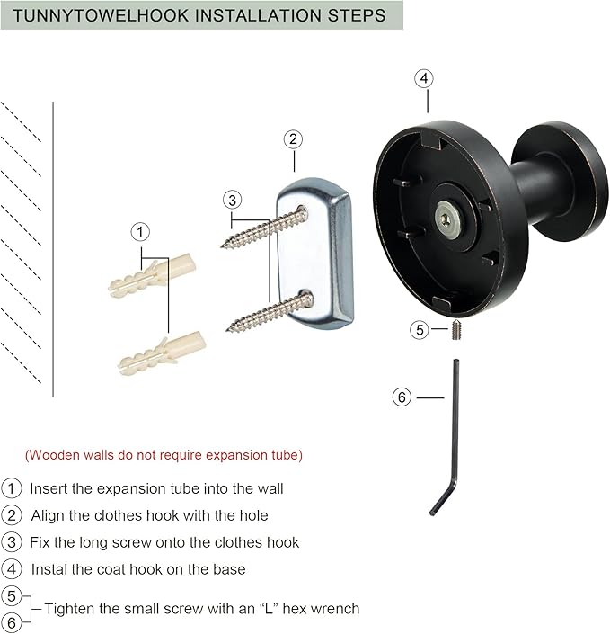 TUNNY 5 Pack Round Towel Hooks-Oil-Rubbed Bronze Modern Coat Hooks Shower Towel Hooks for Bathroom Kitchen Home Storage