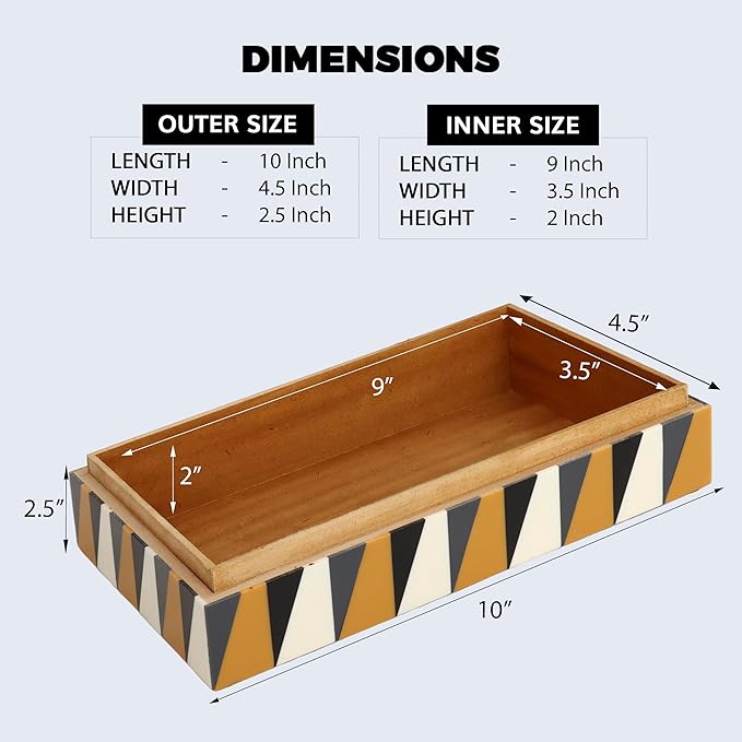 Handicrafts Home Decorative Storage Box with Lid – Black and White Box for Remote Controls, Coffee Table Storage Organizer, Keepsake Decorative Box for Shelf & Hallway Decor – Puzzle Guild 10x4.5x2.5