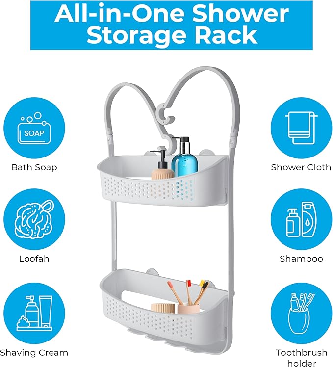 Blue Canyon Shower Caddy Double Hanging White