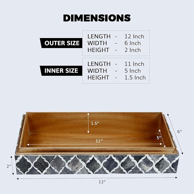 Handicrafts Home Large Decorative Storage Box 12x6â Coffee Table Organizer Box, Modern Home DÃ©cor Accent, Keepsake Memory Box, Jewelry Storage Box, Boho Decorative Box with Lid for Shelf, Mantle Decor