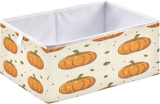 Bolaz Pumpkin Seamless Closet Organizers Storage Cubes Storage Bins Shelf Baskets Containers for Home Room Office,Square