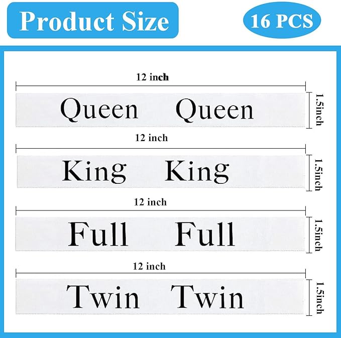 16Pcs Bed Sheet Organizer Bands, Sheet Organizers and Storage Label Bands, Sheet Label Set Elastic Bed Sheet Storage Linen Closet for Bedding Sheet Keeper Bedding Bands(Mix 16Pcs)
