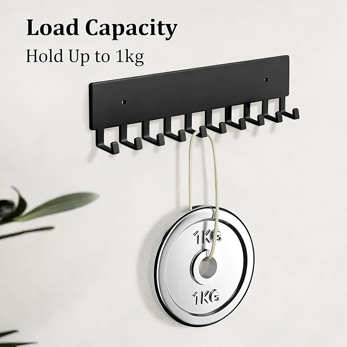 Key Holder Wall Mount with 10 Hooks - Key Rack Organizer for Entryway, Kitchen & Office, Screw-in Mounting 1 Pack 14 Inch