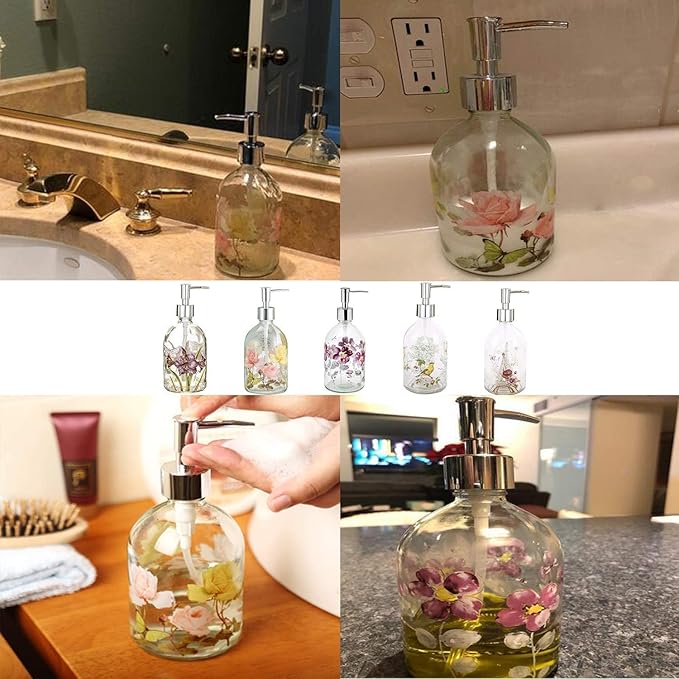 Topadorn 17oz Glass Soap Dispenser with Plastic Pump for Kitchen and Bathroom, Refillable Clear Bottle for Dish Soap & Hand Soap
