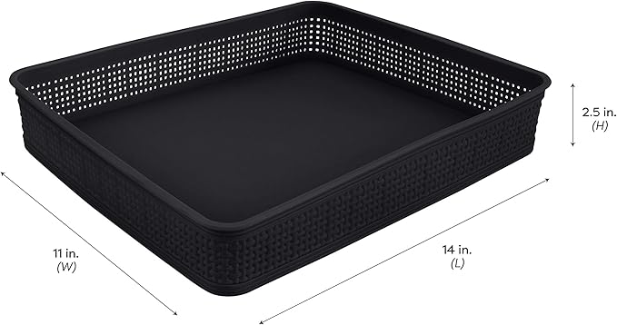 Simplify 5 Piece Organizing Set | Multiple Size Bins | Multipurpose | Office | Desk | Dorm | Bathroom | Storage Basket | Small Items | Accessories | Black