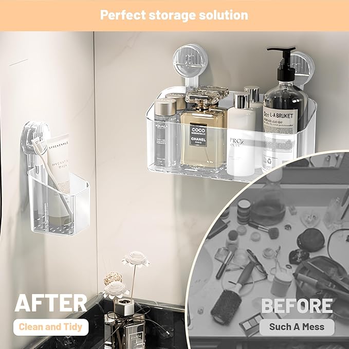 Shower Caddy Suction Cup Storage Rack Clear Acrylic Shower Shelves Glacier Water Ripples Corner Shelf For Bathroom Shower Accessories,gray Small