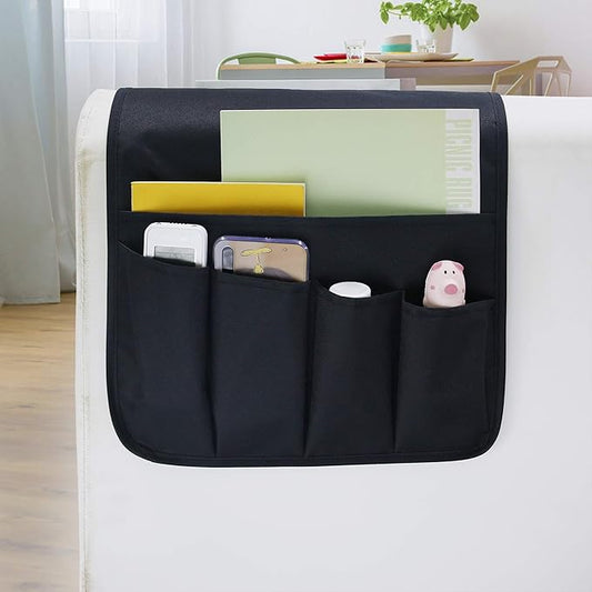 MDSTOP 5 Pockets Remote Control Holder, Magazine Rack, Space Saver Organizer, Draped Over Sofa, Couch, Recliner Armrest