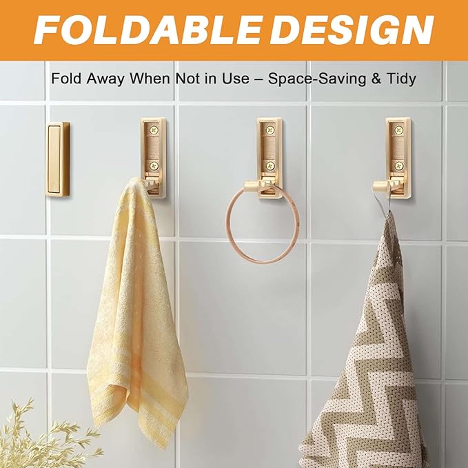 4PCS Folding Wall Hooks, Foldable Coat Hooks Heavy Duty Foldable Hook Bathroom Towel Hooks Robe Hooks Wall Mounted for Bathroom, Closet, Entryway, Pool, and Kitchen (Square-Light Gray)