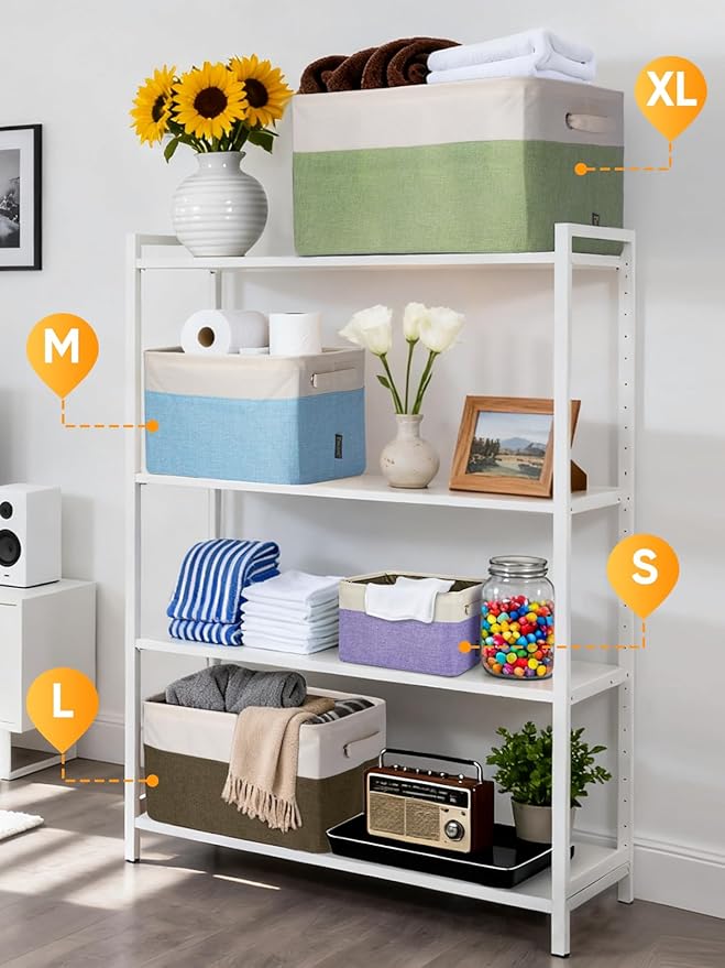 BALEINE 2 Pack Fabric Closet Storage Bins for Shelves, Linen Closet Organizers and Storage, Decorative Baskets for Organizing, Shelf, Clothes, Home, Office (Black, 17''x13''x10.5'')