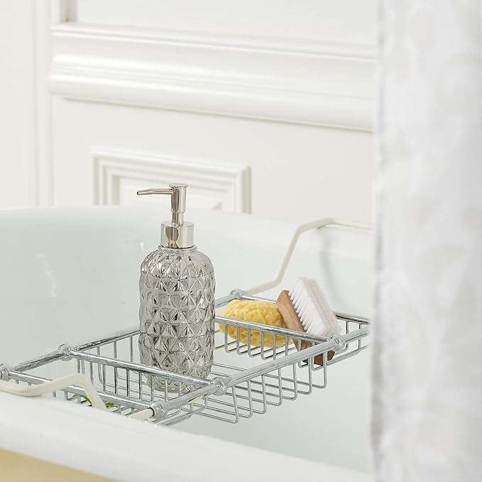 Bathroom Accessories Set, 4-Piece Ceramic Bath Accessory Complete Set with Lotion Dispenser/Soap Pump, Cotton Jar, Soap Dish and Toothbrush Holder (Pineapple Pattern, Silver Grey)