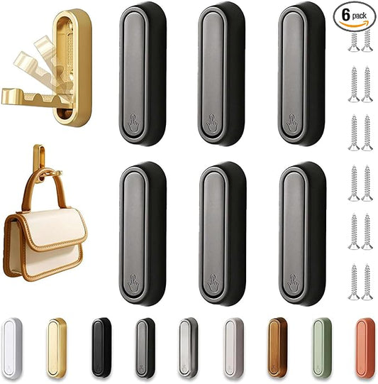 6PCS Folding Wall Hooks, Foldable Coat Hooks Heavy Duty Foldable Hook Bathroom Towel Hooks Robe Hooks Wall Mounted for Bathroom, Closet, Entryway, Pool, and Kitchen (Round-Dark Gray)