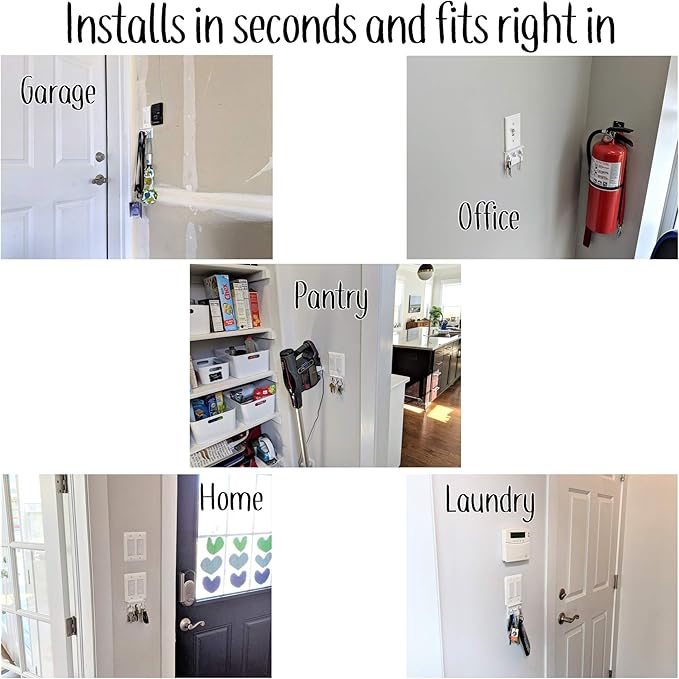 Mount Genie The No-Screwups Key Hook Organizer (Black, 2-Pack): Wall Mount with No Damaging Screws or Tape. Installs in Seconds on Any Light Switch. Great for Entryway, Mudroom, Kitchen, Office