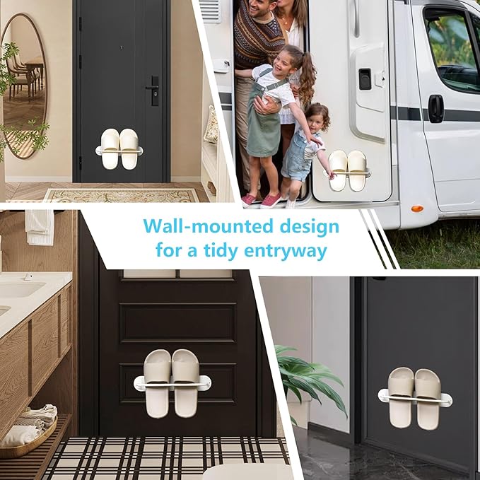 Magnetic Hanging Shoe Rack, Slipper Holder, Wall Mounted Shoe Rack No-Drill RV Camper Storage and Organization and Iron Door Closet, Towel Holder, Space Saving 11" x 2.6" x 2.2"
