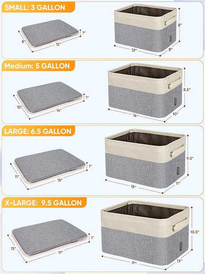 BALEINE 1 Pack Fabric Closet Storage Bins for Shelves, Linen Closet Organizers and Storage, Decorative Baskets for Organizing, Shelf, Clothes, Home, Office (Grey, 14''x10''x8.5'')