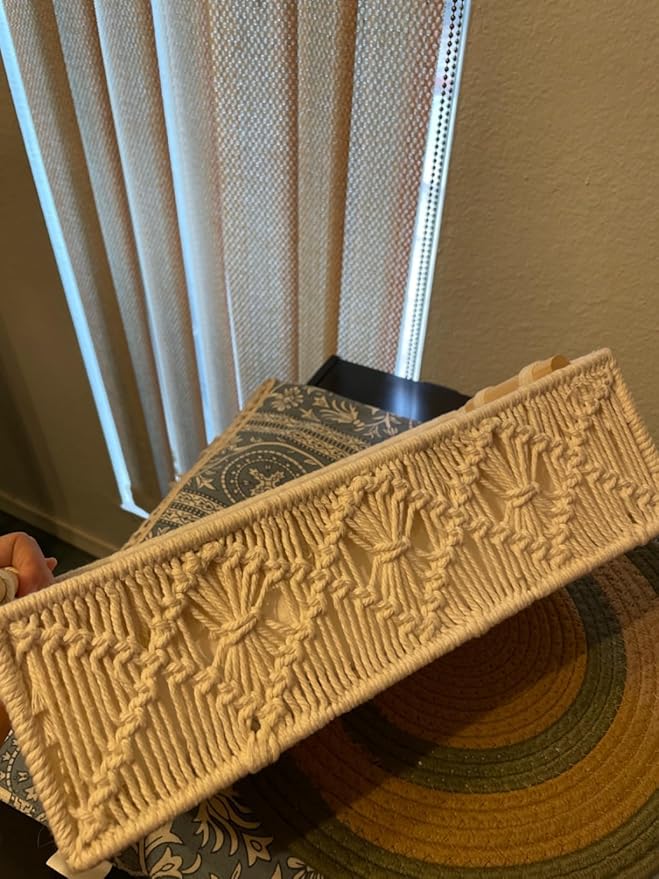 Macrame Storage Basket Boho Decor Baskets for Organizing Woven Decorative Basket for Countertop Toilet Paper Basket for Toilet Tank Top Shelf Basket with Handle for Bathroom Decor Nursery