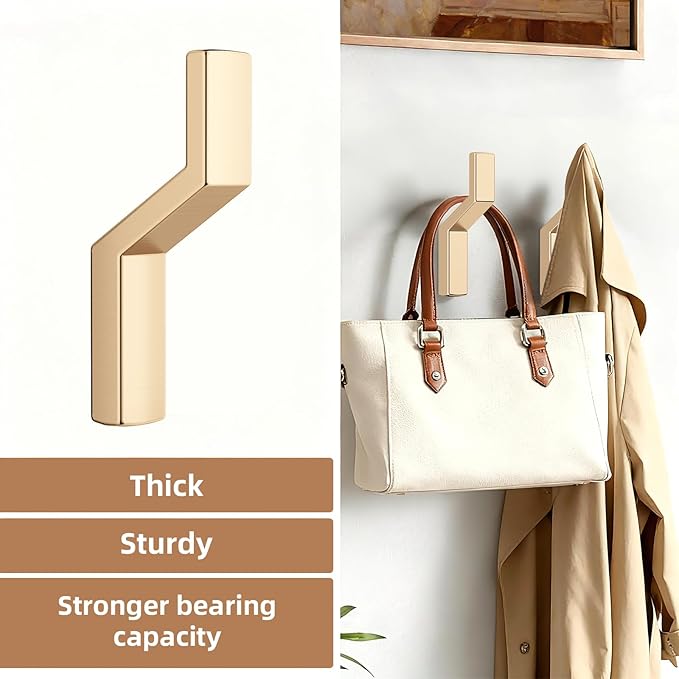 Heavy Duty Wall Hooks for Hanging, 40 lbs Single Coat Hooks & Towel Hooks Wall Mounted, Rust-Resistant Zinc Alloy Hooks for Bathroom, Mudroom, Door, Barn, Farmhouse (2, Copper)