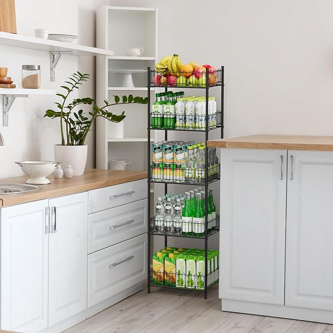 OYEAL Soda Can Organizer for Pantry 5 Tier Water Bottle Organizer Holder for Tumbler Travel Mug Cup, Freestanding Can Storage Organizer for Pantry Kitchen Living Room Organization