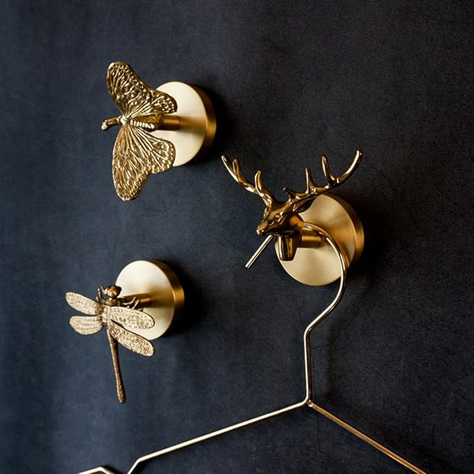Brass Bird Coat Rack Robe Wall Hooks Hat Dragonfly Hanger for Bedroom Kitchen Various Shapes Animal Deer Decor Home Accessories (1, Snail)