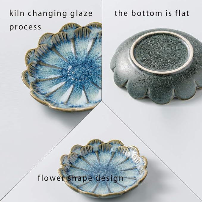 ring holder, flower shape decorative earring stand, jewelry tray, key bowl, trinket dish for women and friends, flower blue
