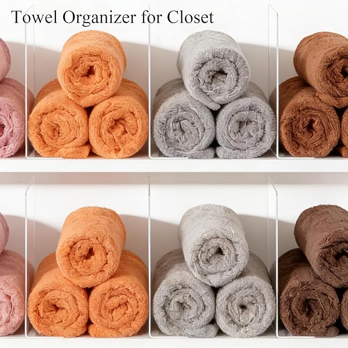 Shelf Dividers for Closet Organization: 12" Tall x 10" Deep Acrylic Closet Shelf Dividers for Clothes Sweater Purse - Clear Organizers and Storage Separators for Home Space Saver Enthusiasts