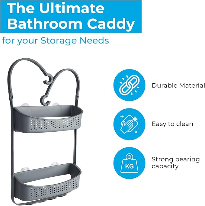 Blue Canyon Shower Caddy Double Hanging Grey