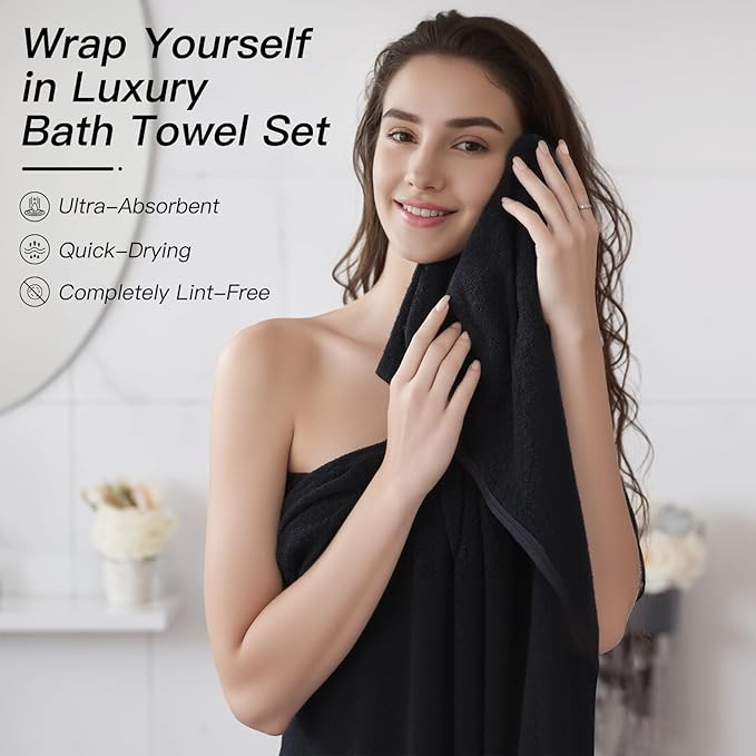 iMucci Bathroom Accessories Bathroom Sets with Shower Curtain, Bath Towel Set, Trash Can, Toilet Brush, Soap Dispenser, Bathroom Accessories Set Complete